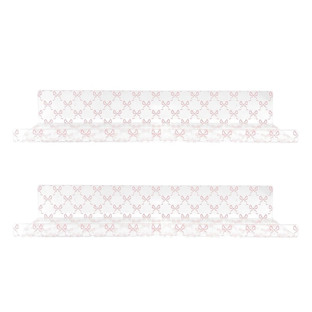 Pink Bow Acrylic Floating Wall Shelves, Set of 2